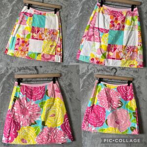 Vintage Lilly Pulitzer Reversible Floral Patchwork A-Line Mini Skirt Size 2